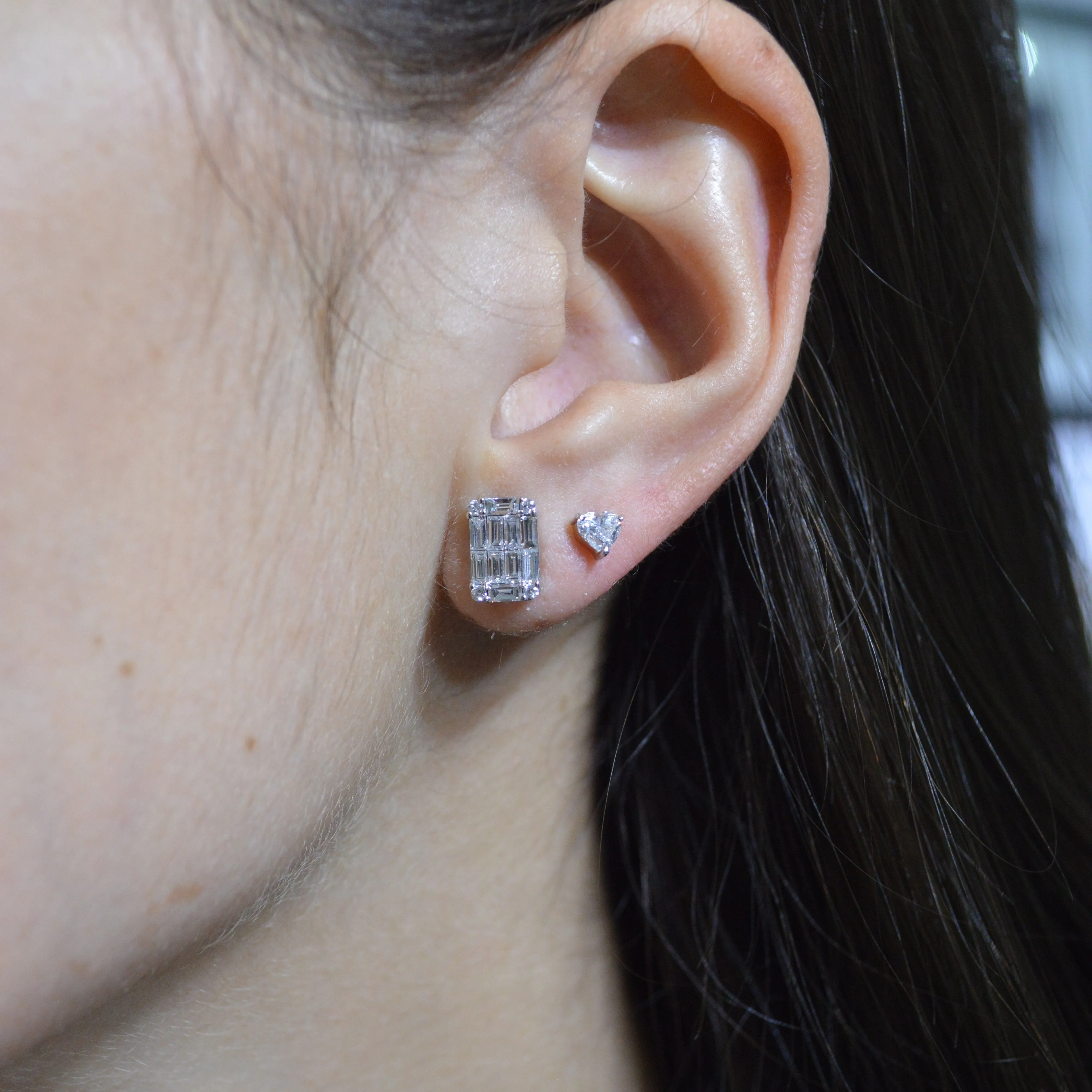 0.94ct Diamond 18K Gold Rectangular Illusion Set Earrings sold by Wish Fine Jewelry product image thumbnail 2