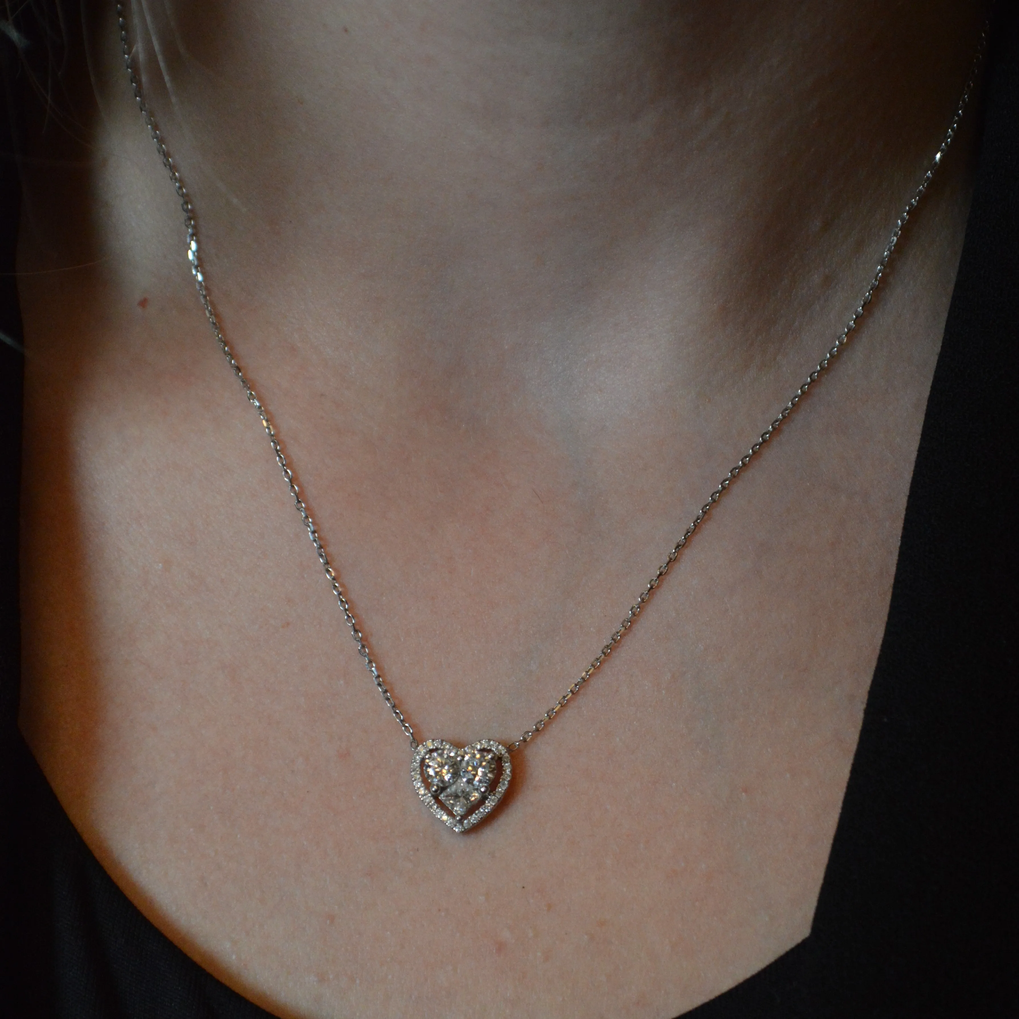 1.10ct Diamond 18K Gold Heart Pendant Chain Necklace sold by Wish Fine Jewelry product image thumbnail 4