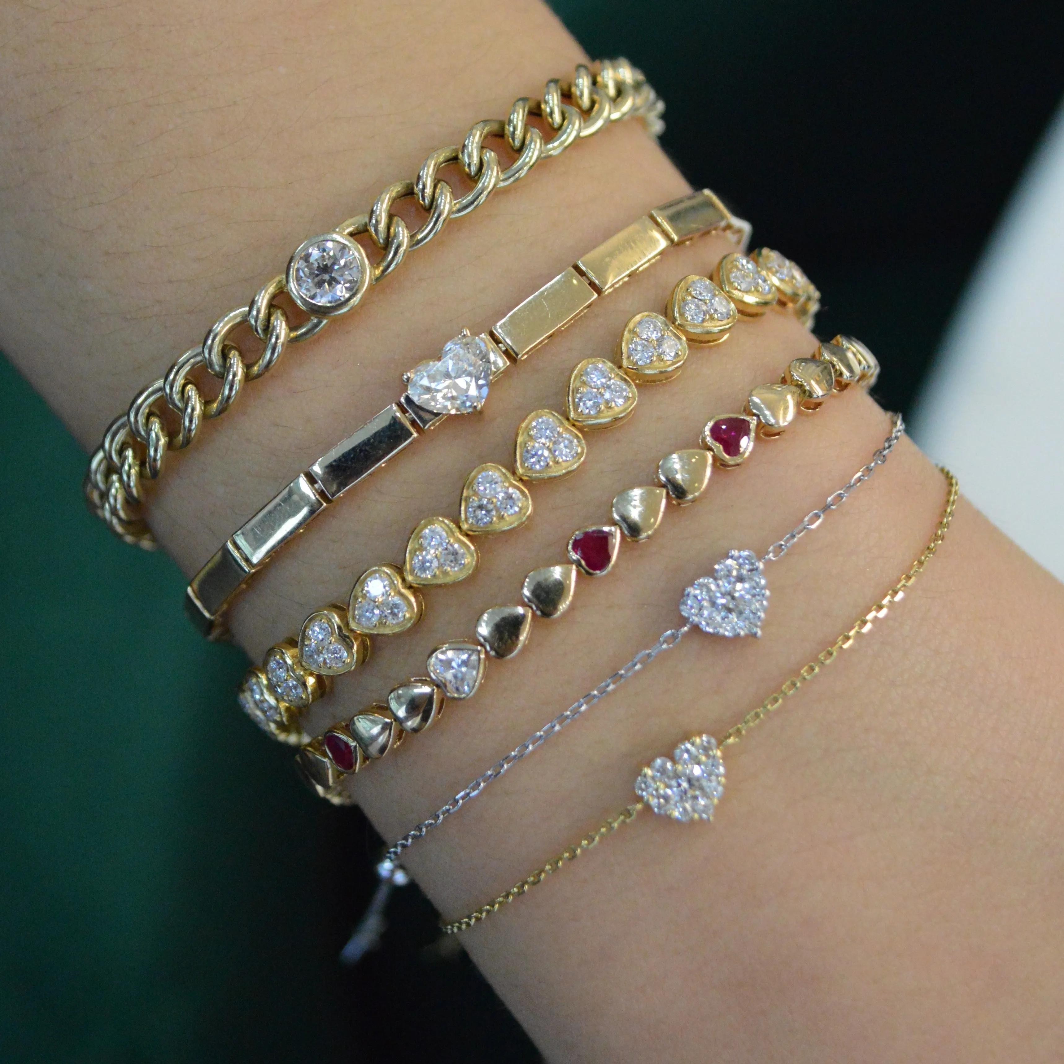 0.68ct Diamond 14K Gold Heart Bracelet sold by Wish Fine Jewelry product image thumbnail 2