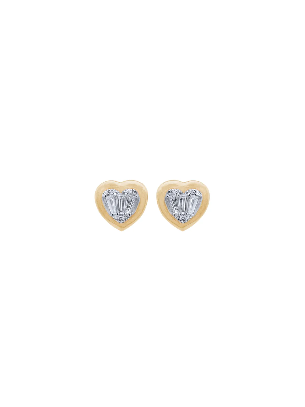 0.36ct Diamond 14K Gold Baguette Heart Stud Earrings sold by Wish Fine Jewelry