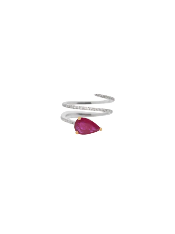 1.69ct Diamond Ruby 14K Gold Spiral Ring sold by Wish Fine Jewelry