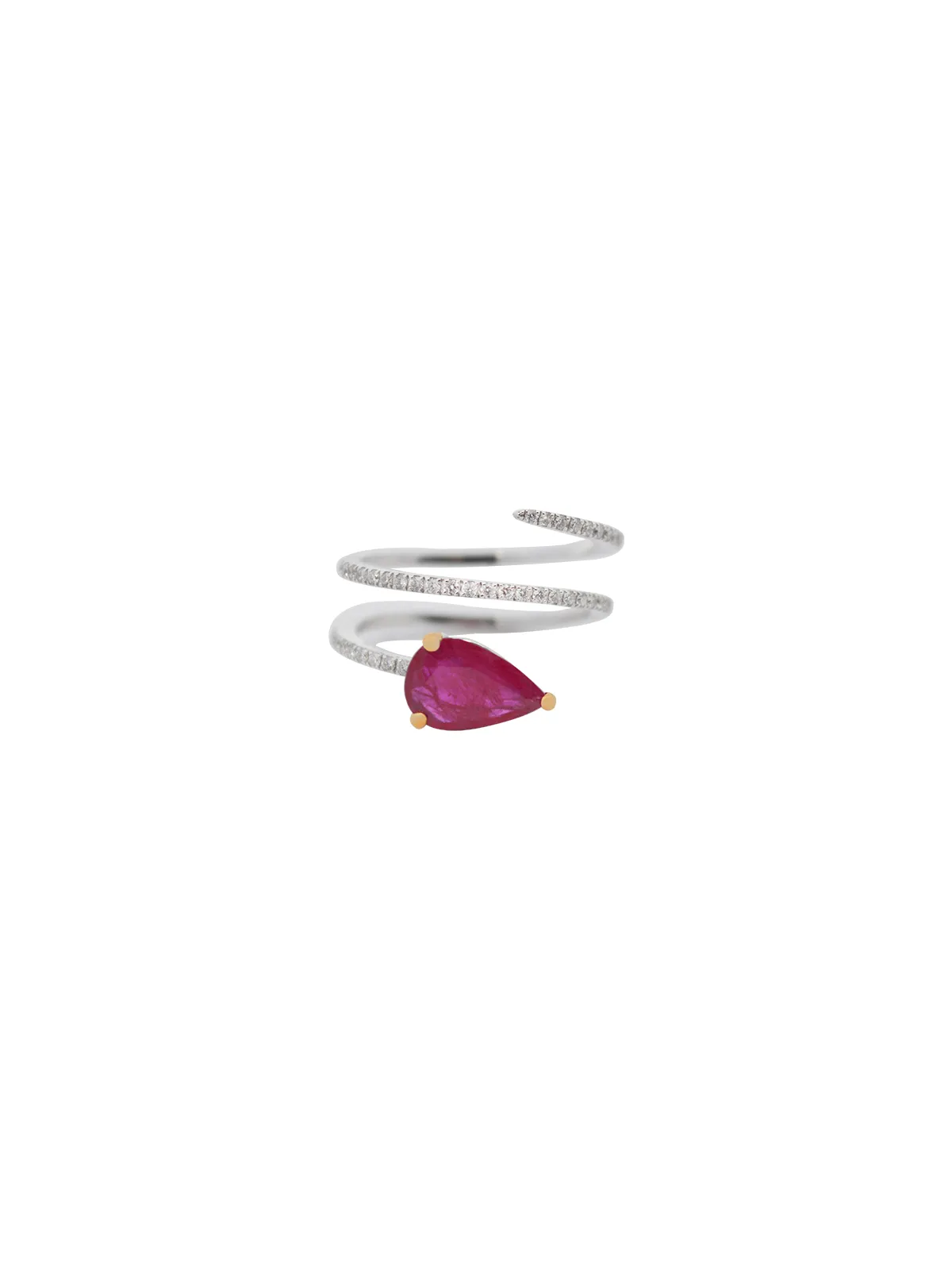 1.69ct Diamond Ruby 14K Gold Spiral Ring sold by Wish Fine Jewelry