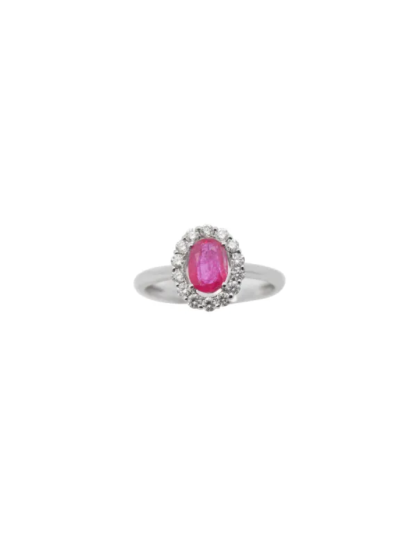 1.15ct Diamond Ruby 18K Gold Halo Ring sold by Wish Fine Jewelry
