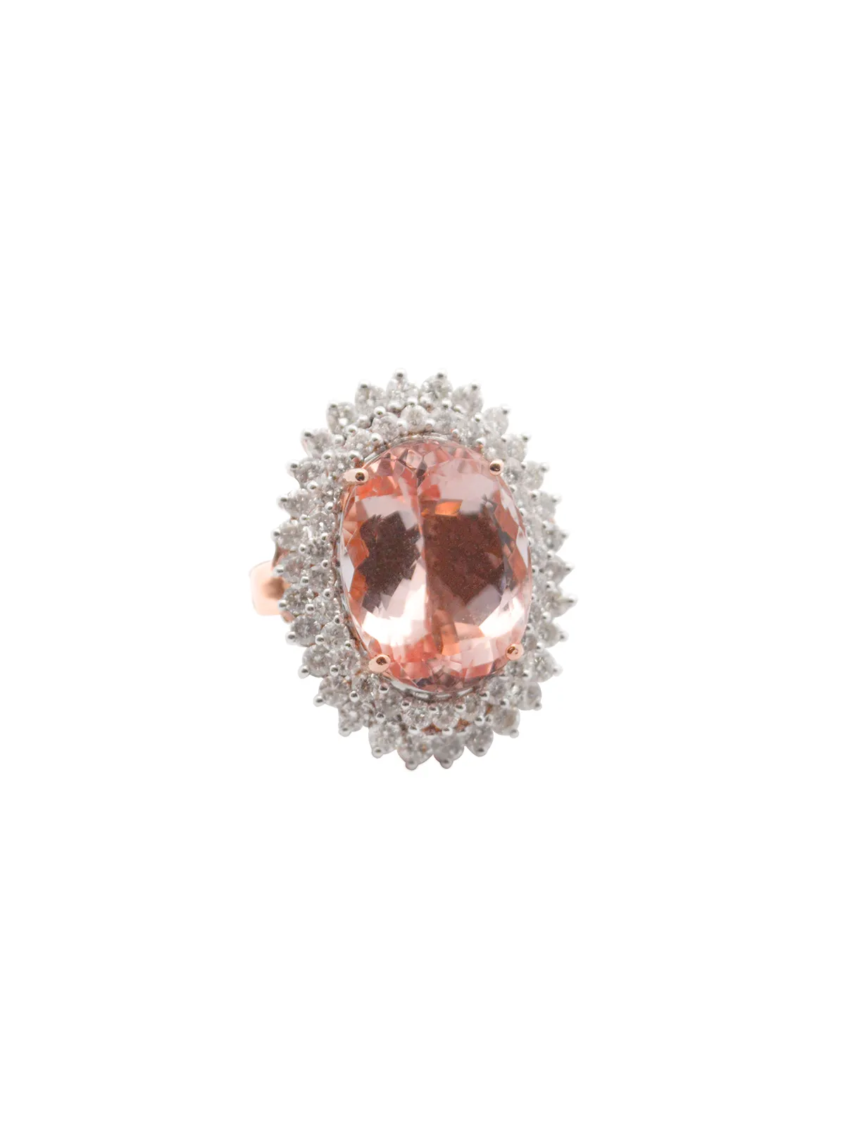 13.1ct Diamond Morganite 14K Gold Halo Cocktail Ring sold by Wish Fine Jewelry product image thumbnail 2