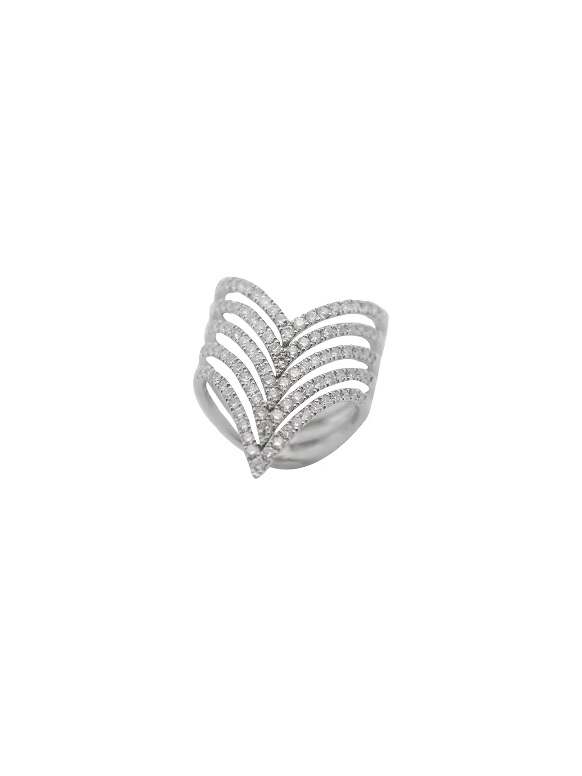 1.15ct Diamond 18K Gold Multi Row V ring sold by Wish Fine Jewelry product image thumbnail 2