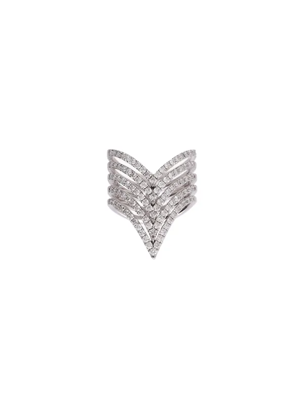 1.15ct Diamond 18K Gold Multi Row V ring sold by Wish Fine Jewelry