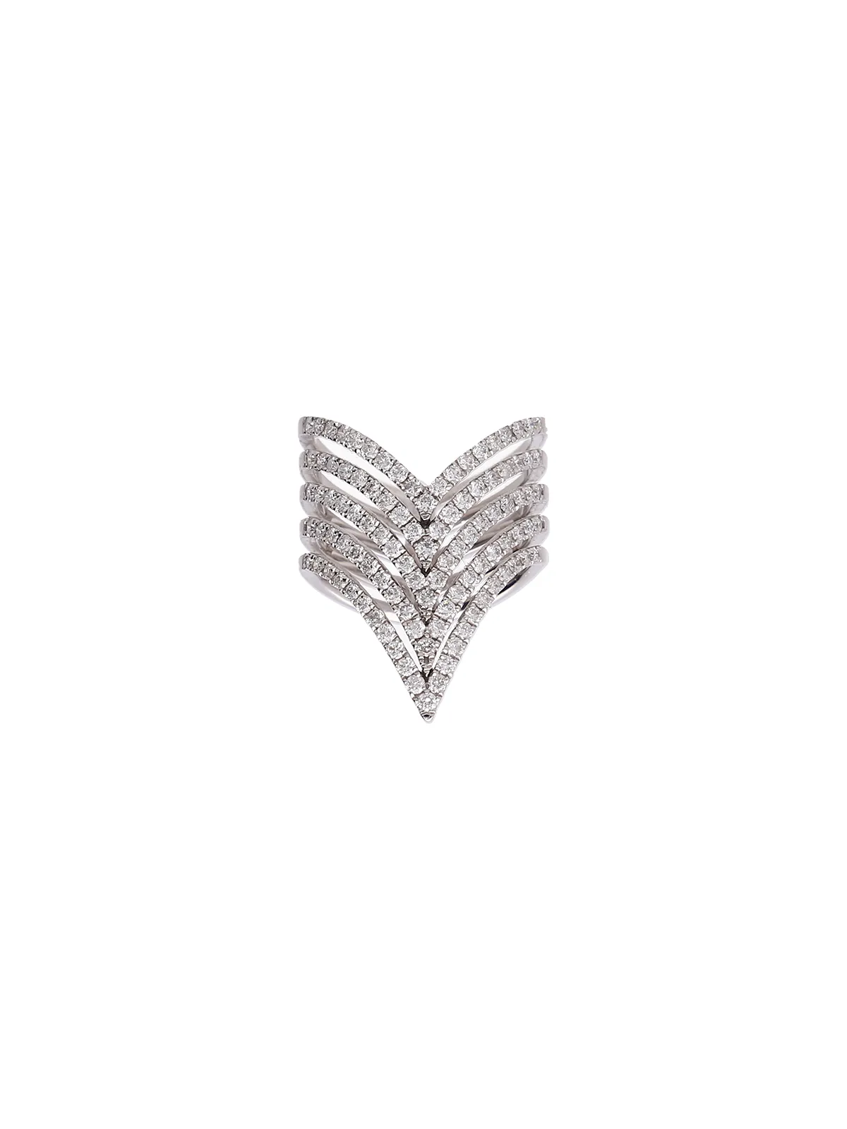 1.15ct Diamond 18K Gold Multi Row V ring sold by Wish Fine Jewelry