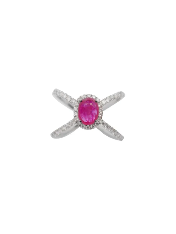1.80ct Diamond Ruby 18K Gold Open Shank Ring sold by Wish Fine Jewelry