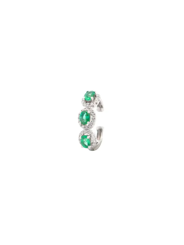0.75ct Diamond & Emerald 18K Gold Three-Stone Ear Cuff sold by Wish Fine Jewelry
