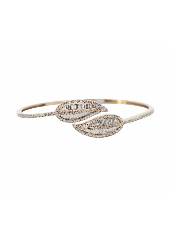5.10ct Diamond 18K Gold Leaf Bangle Bracelet sold by Wish Fine Jewelry