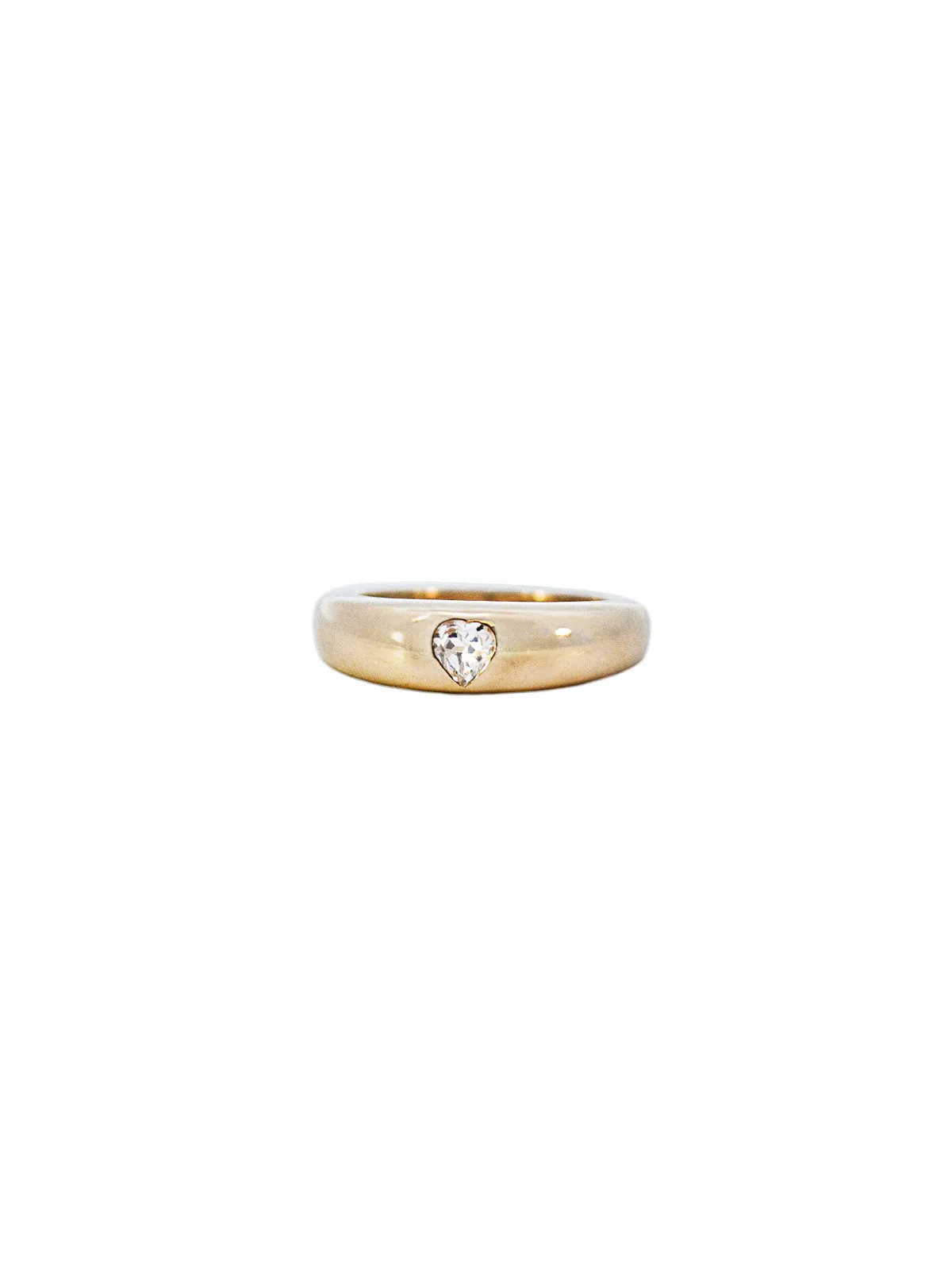 0.31ct White Sapphire 14K Gold Heart Cut Thin Dome Ring sold by Wish Fine Jewelry