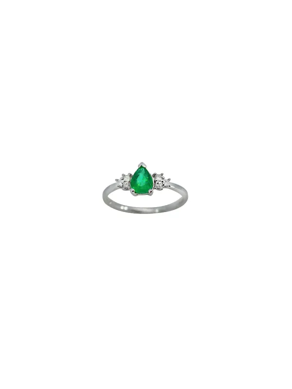 0.80ct Diamond Emerald 14K Gold Classic Ring sold by Wish Fine Jewelry