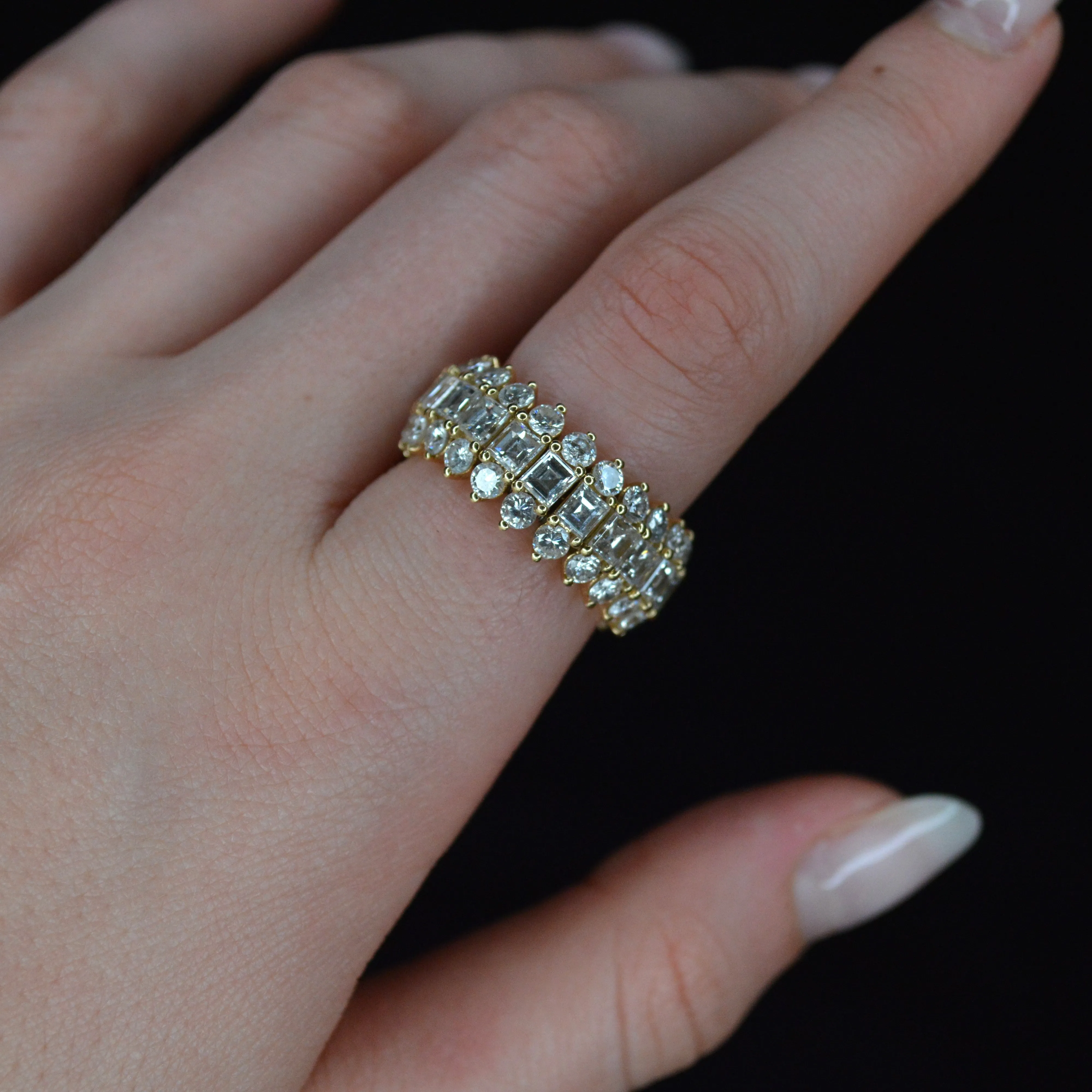 7.10ct Diamond 18K Gold Statement Eternity Stretch Ring sold by Wish Fine Jewelry product image thumbnail 2