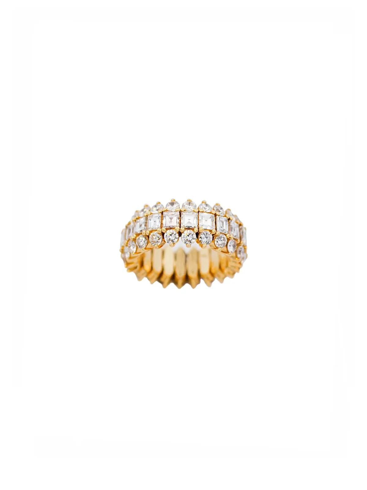 7.10ct Diamond 18K Gold Statement Eternity Stretch Ring sold by Wish Fine Jewelry