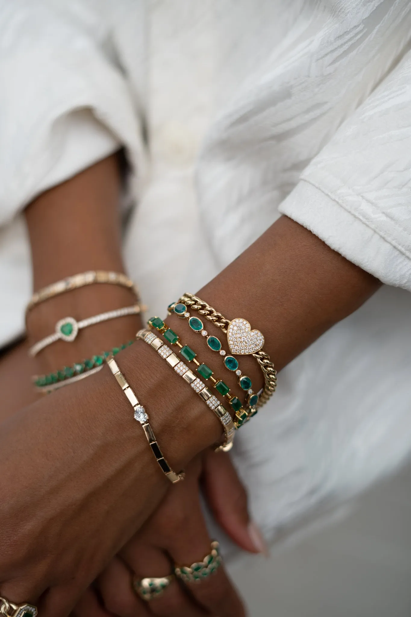 1.01ct Diamond 18K Gold Pave Heart Cuban Chain Bracelet sold by Wish Fine Jewelry product image thumbnail 3