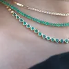 7.57ct Emerald 14K Gold Graduated Heart Cut Half Tennis Necklace sold by Wish Fine Jewelry