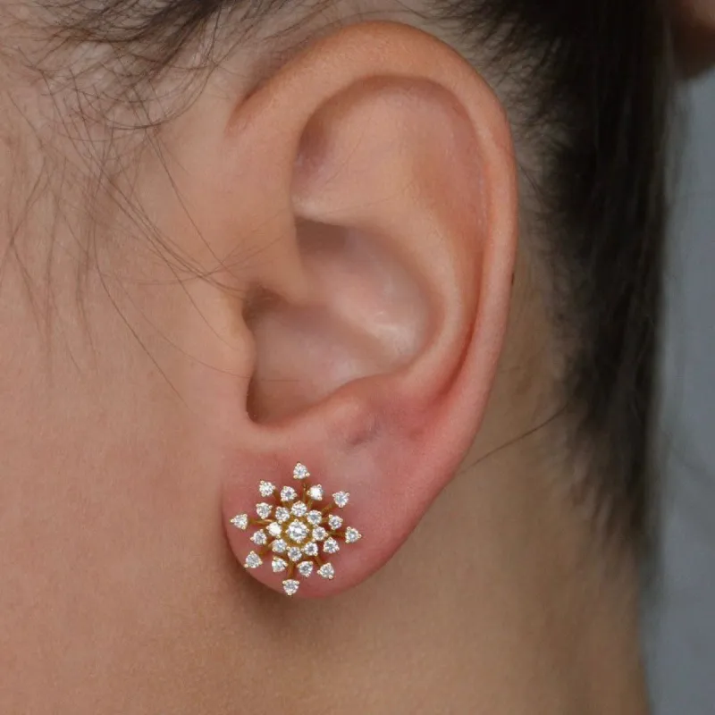 0.76ct Diamond 18K Gold Starburst Stud Earrings sold by Wish Fine Jewelry