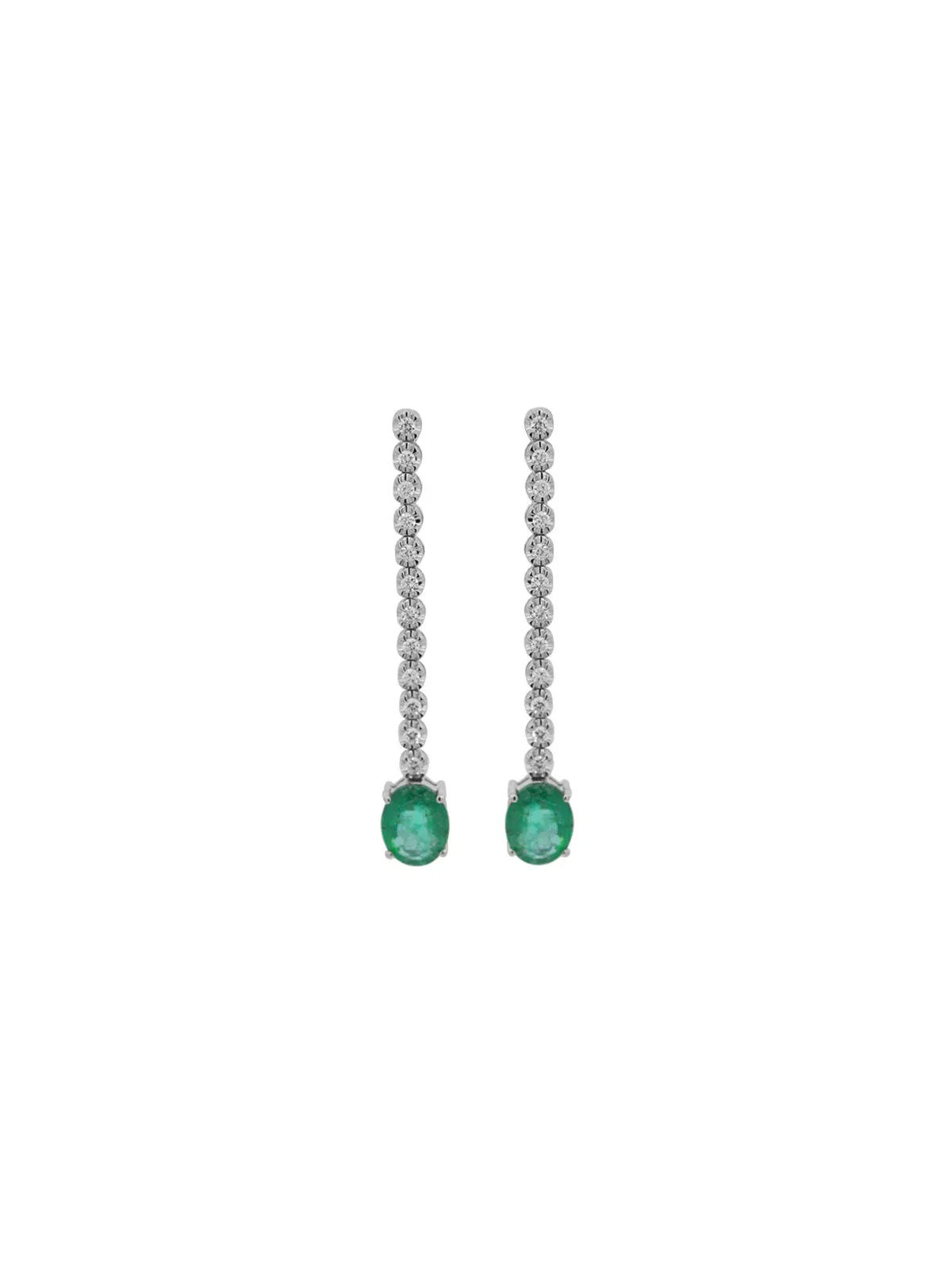 2.43ct Diamond Emerald 18K Gold Drop Earrings sold by Wish Fine Jewelry