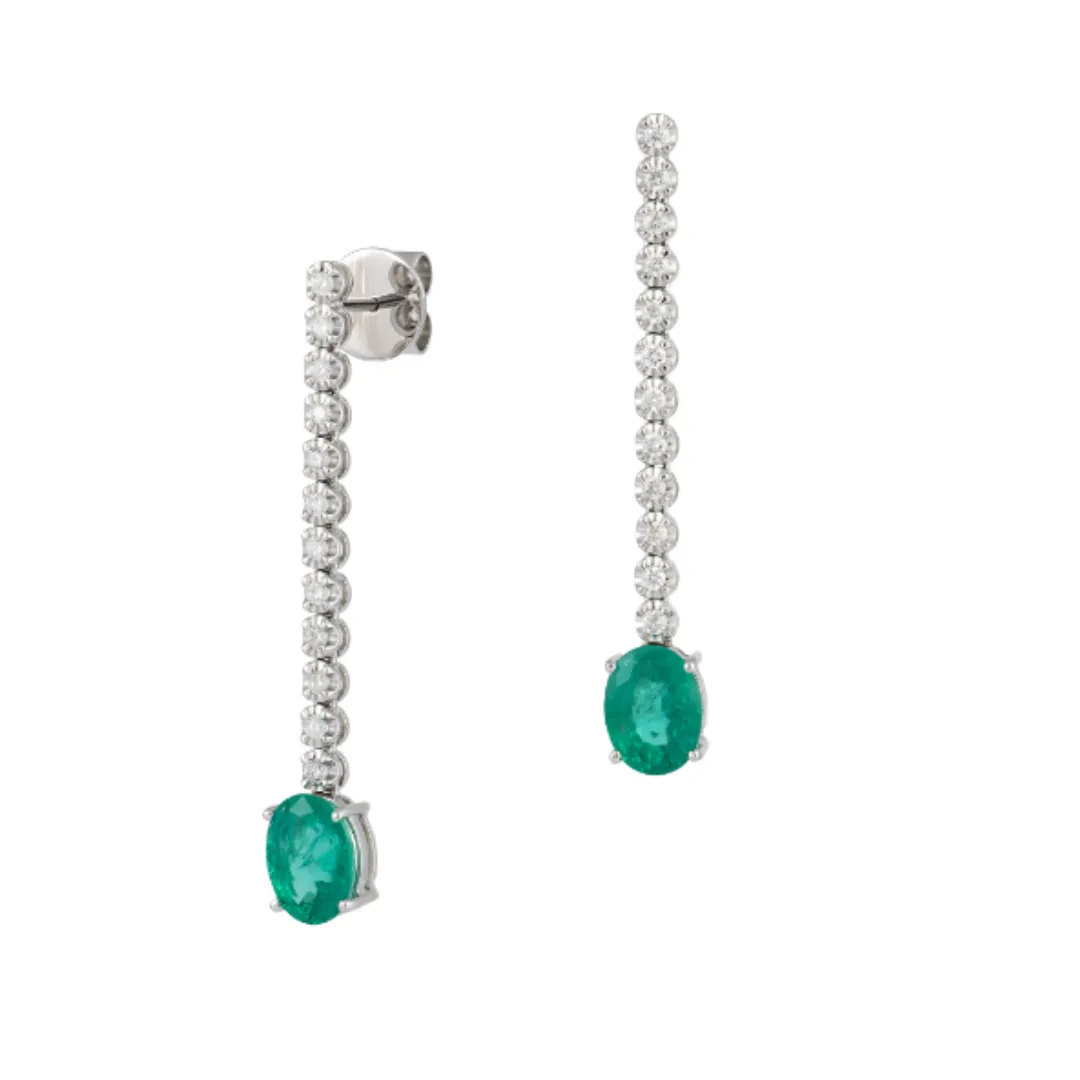 2.43ct Diamond Emerald 18K Gold Drop Earrings sold by Wish Fine Jewelry product image thumbnail 2