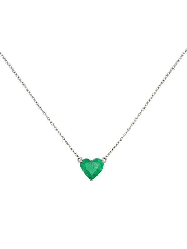 1.25ct Emerald 18K Gold Heart Solitaire Necklace sold by Wish Fine Jewelry