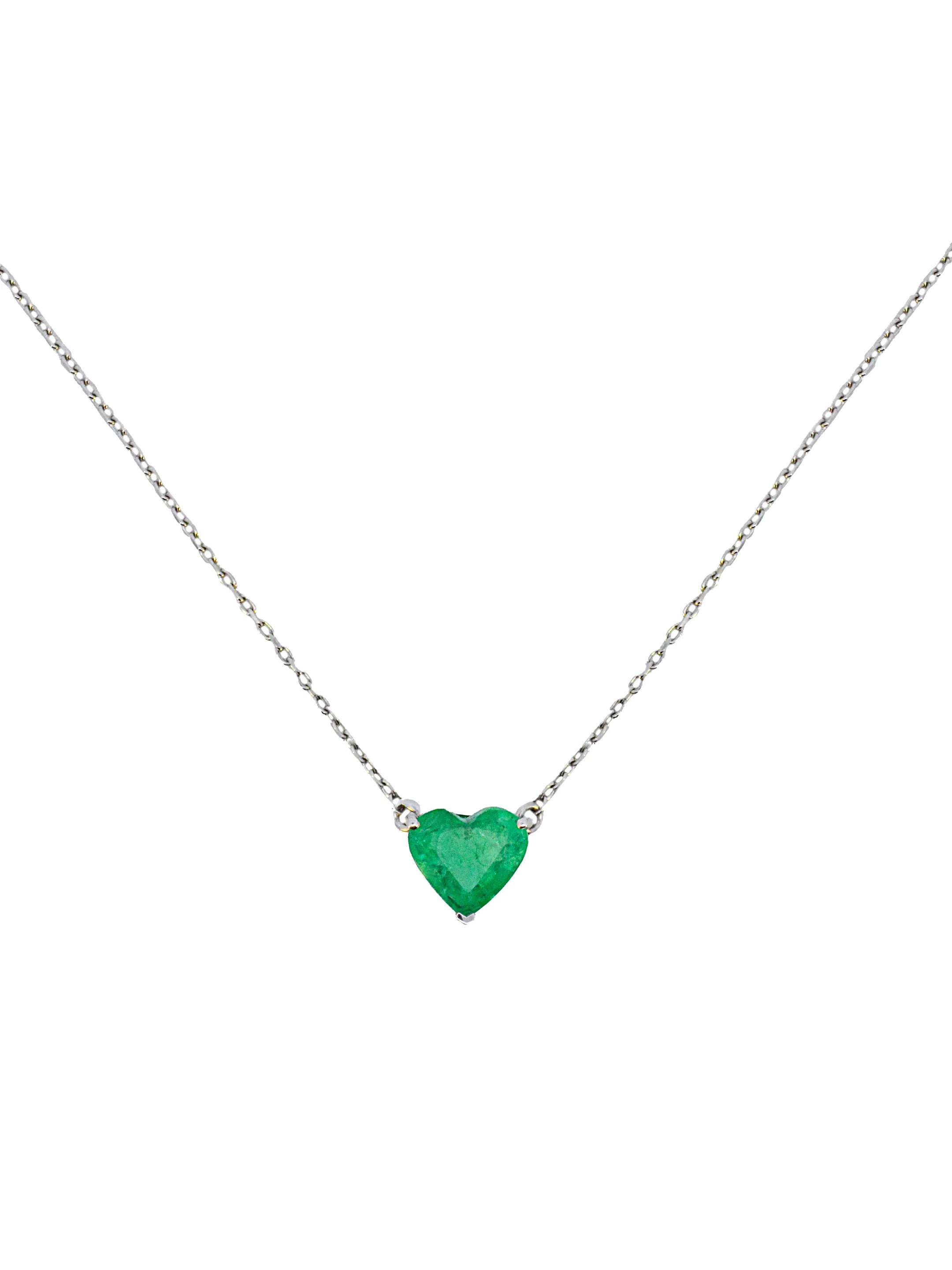 1.25ct Emerald 18K Gold Heart Solitaire Necklace sold by Wish Fine Jewelry
