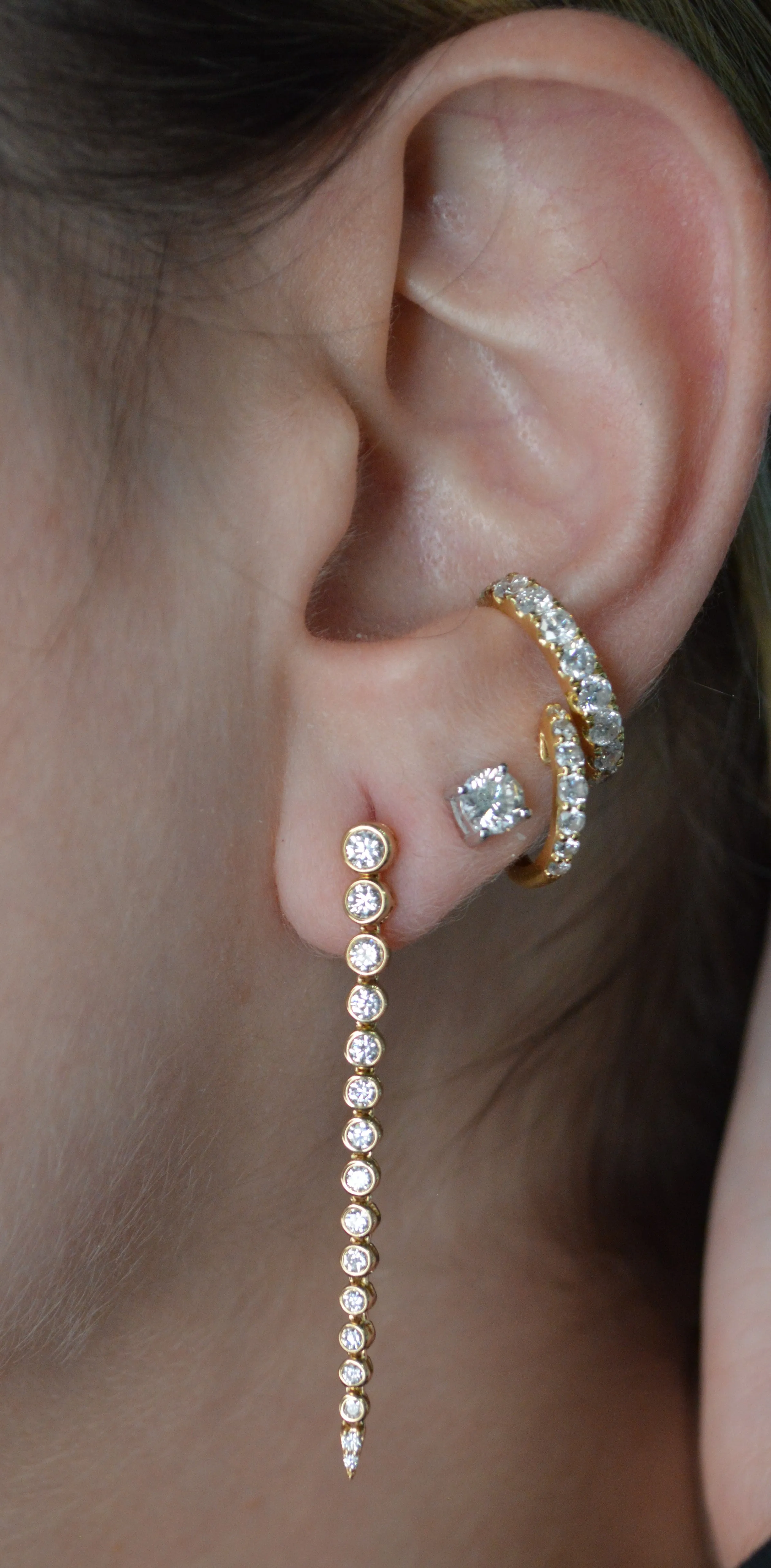 0.46ct Diamond 18K Gold Huggie Hoop Earrings sold by Wish Fine Jewelry product image thumbnail 3