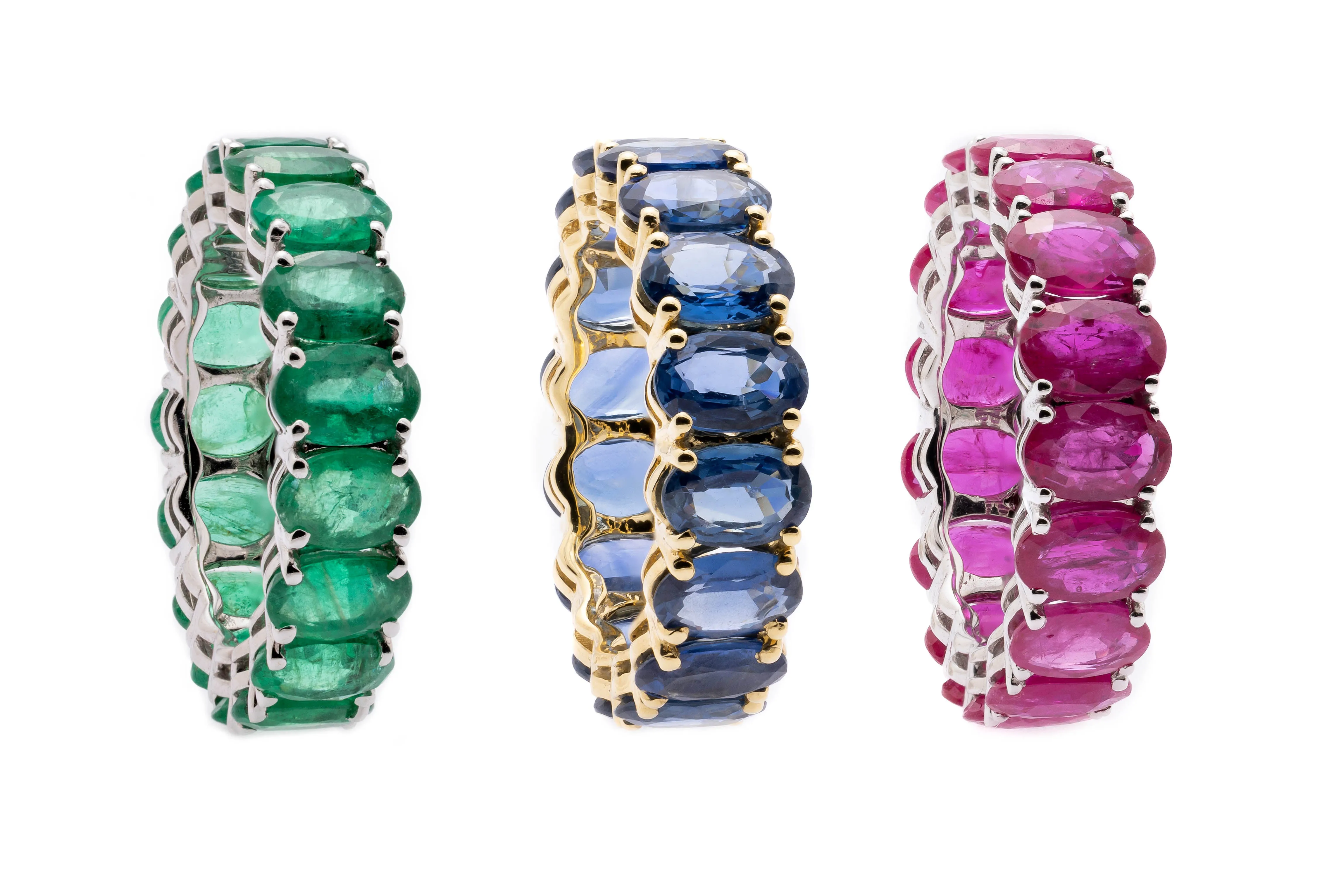 7.30ct Sapphire 18K Gold Eternity Band Ring sold by Wish Fine Jewelry product image thumbnail 3