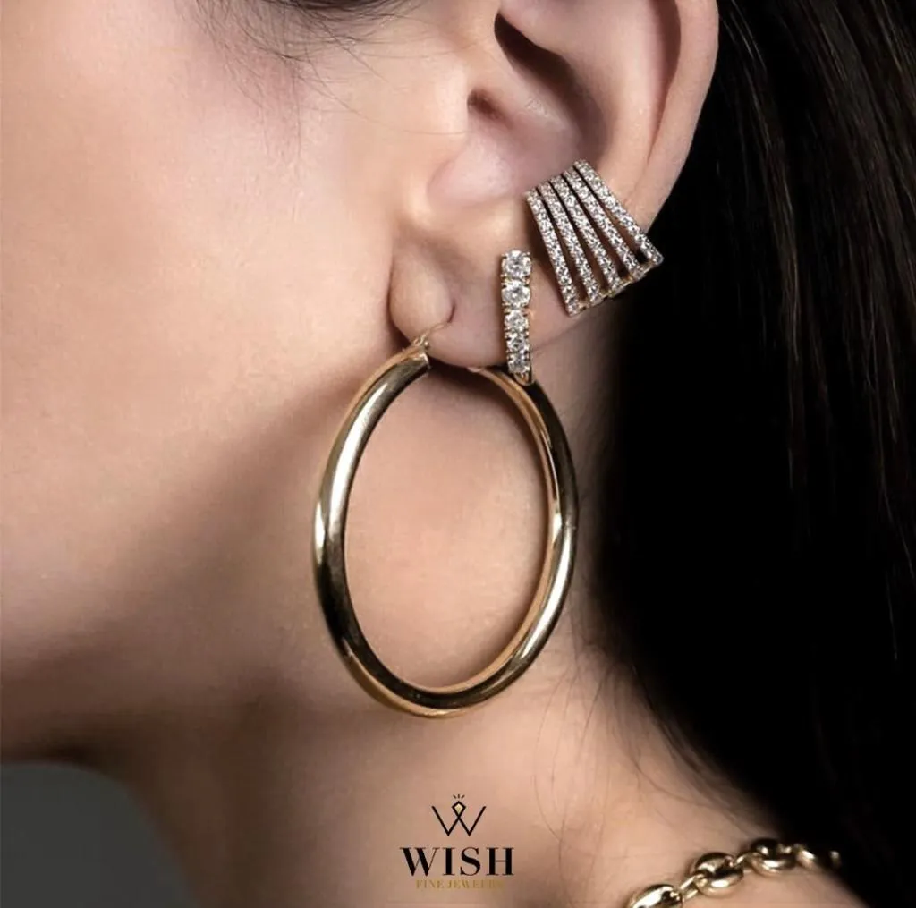 0.95ct Diamond 18K Gold Five Row Ear Cuff sold by Wish Fine Jewelry product image thumbnail 2