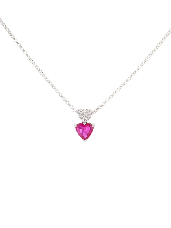0.71ct Ruby Diamond Heart 18K Gold Necklace sold by Wish Fine Jewelry