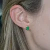 2.10ct Emerald 18K Gold Bezel Stud Earrings sold by Wish Fine Jewelry