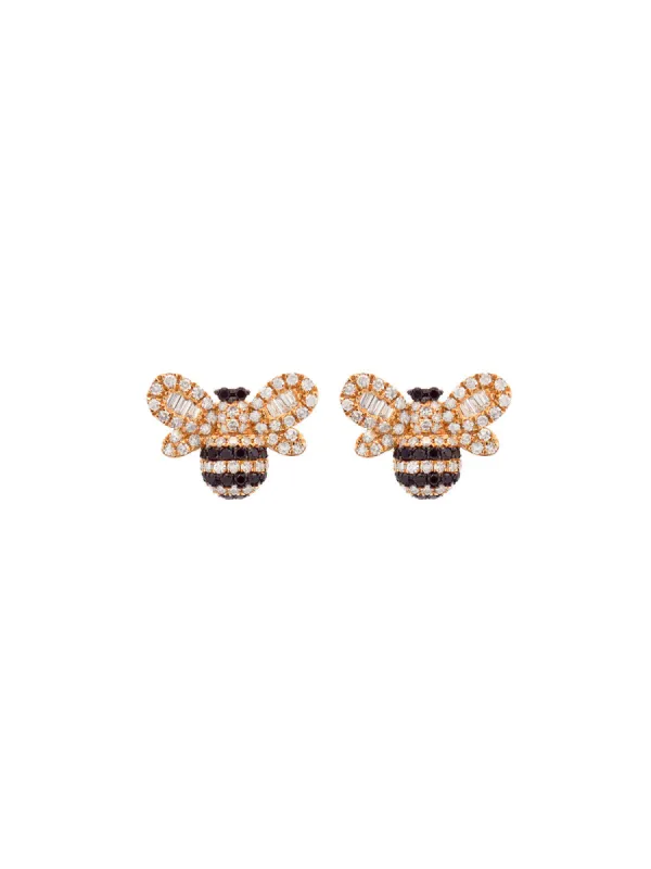 0.69ct Diamond 14K Gold Bee Stud Earrings sold by Wish Fine Jewelry