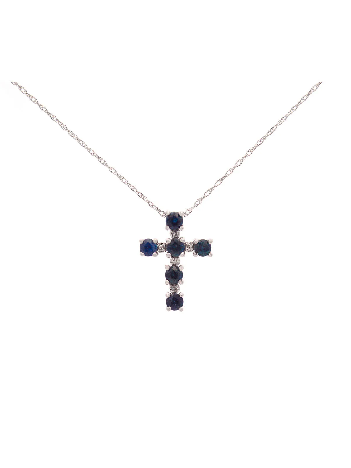 1.00ct Sapphire 14K Gold Cross Necklace sold by Wish Fine Jewelry