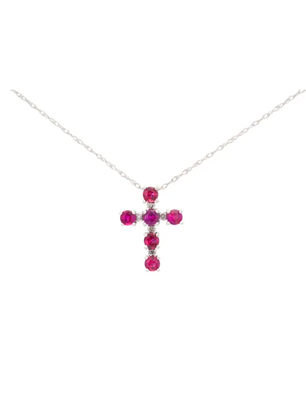 1.00ct Ruby 14K Gold Cross Necklace sold by Wish Fine Jewelry