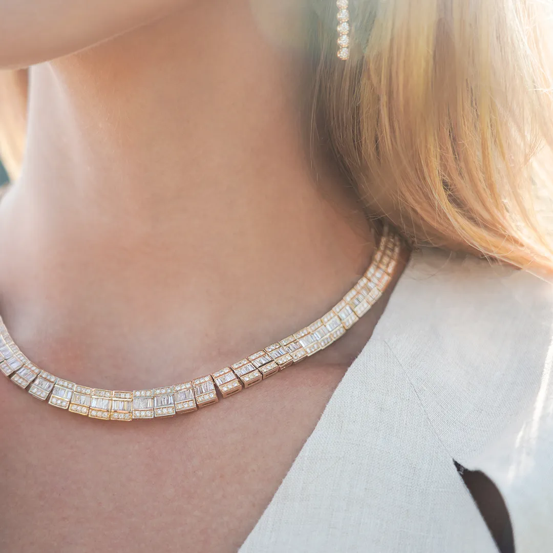 11.75ct Diamond 14K Gold Invisible Set Tennis Necklace sold by Wish Fine Jewelry product image thumbnail 4