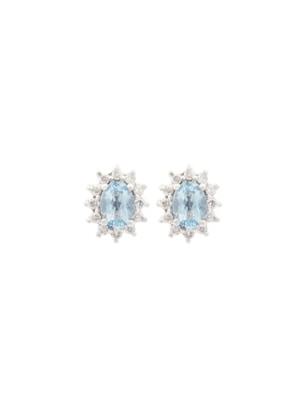 1.50ct Aquamarine 14K Gold Halo Stud Earrings sold by Wish Fine Jewelry
