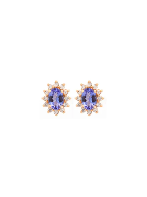 2.18ct Diamond Tanzanite 14K Gold Halo Earrings sold by Wish Fine Jewelry