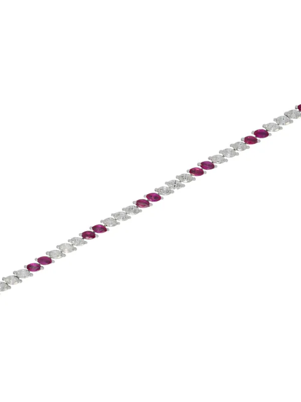 5.61ct Diamond Ruby 14K Gold Marquise Tennis Bracelet sold by Wish Fine Jewelry