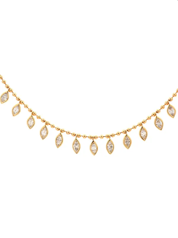 3.05ct Diamond 18K Gold Marquise Multi Drop Bead Necklace sold by Wish Fine Jewelry
