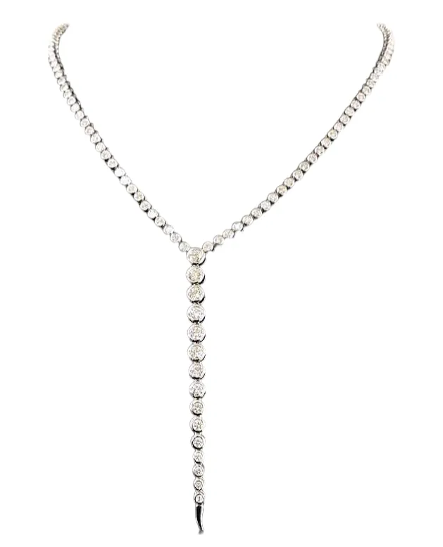 6.41ct Diamond 18K Gold Lariat Tennis Necklace sold by Wish Fine Jewelry