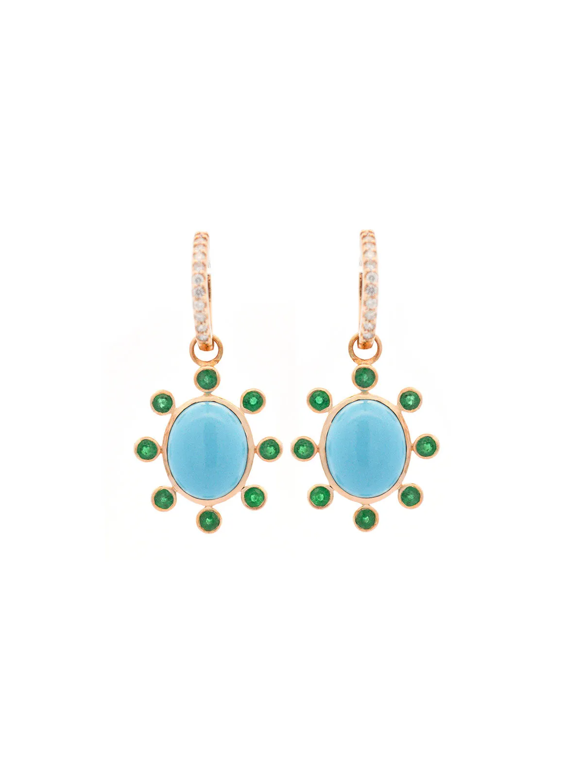 9.01ct Turquoise Emerald Diamond 14K Gold Drop Earrings sold by Wish Fine Jewelry