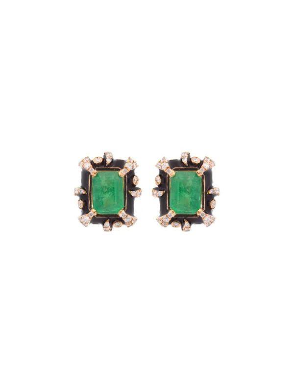 2.64ct Emerald Diamond 14K Gold Halo Earrings sold by Wish Fine Jewelry