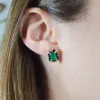 2.64ct Emerald Diamond 14K Gold Halo Earrings sold by Wish Fine Jewelry