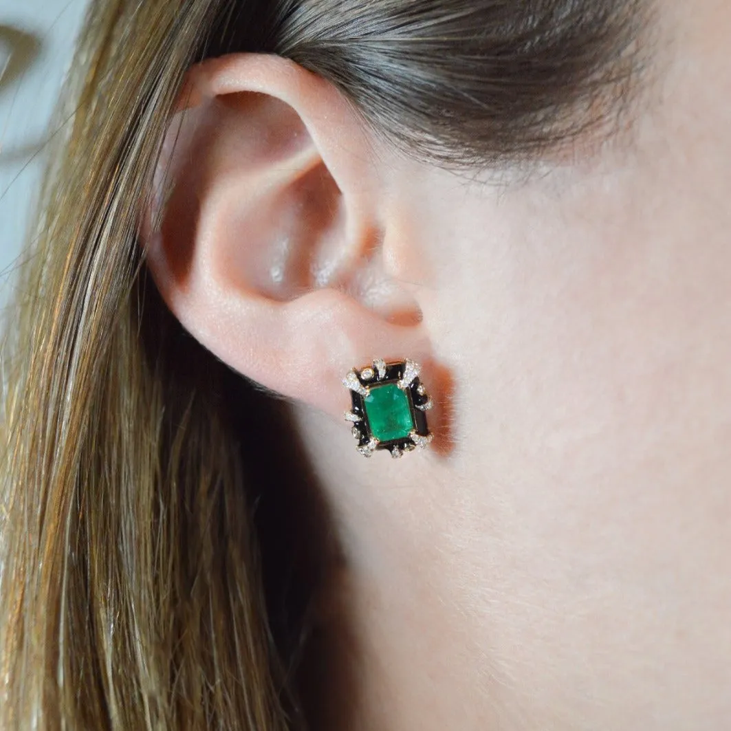 2.64ct Emerald Diamond 14K Gold Halo Earrings sold by Wish Fine Jewelry product image thumbnail 2