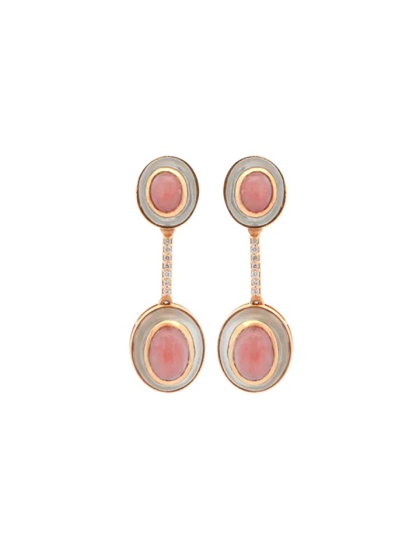 6.74ct Diamond Mother of Pearl Opal 14K Gold Drop Earrings sold by Wish Fine Jewelry