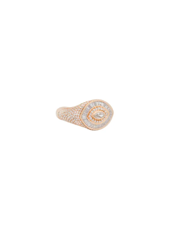 1.72ct Baguette Diamond 14K Gold Evil Eye Ring sold by Wish Fine Jewelry