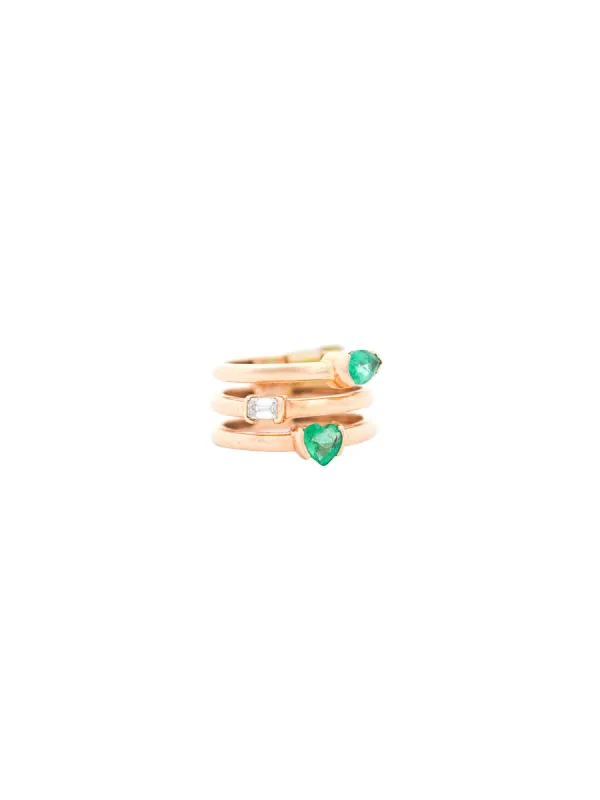 1.21ct Emerald Diamond 14K Gold Multi Row Ring sold by Wish Fine Jewelry