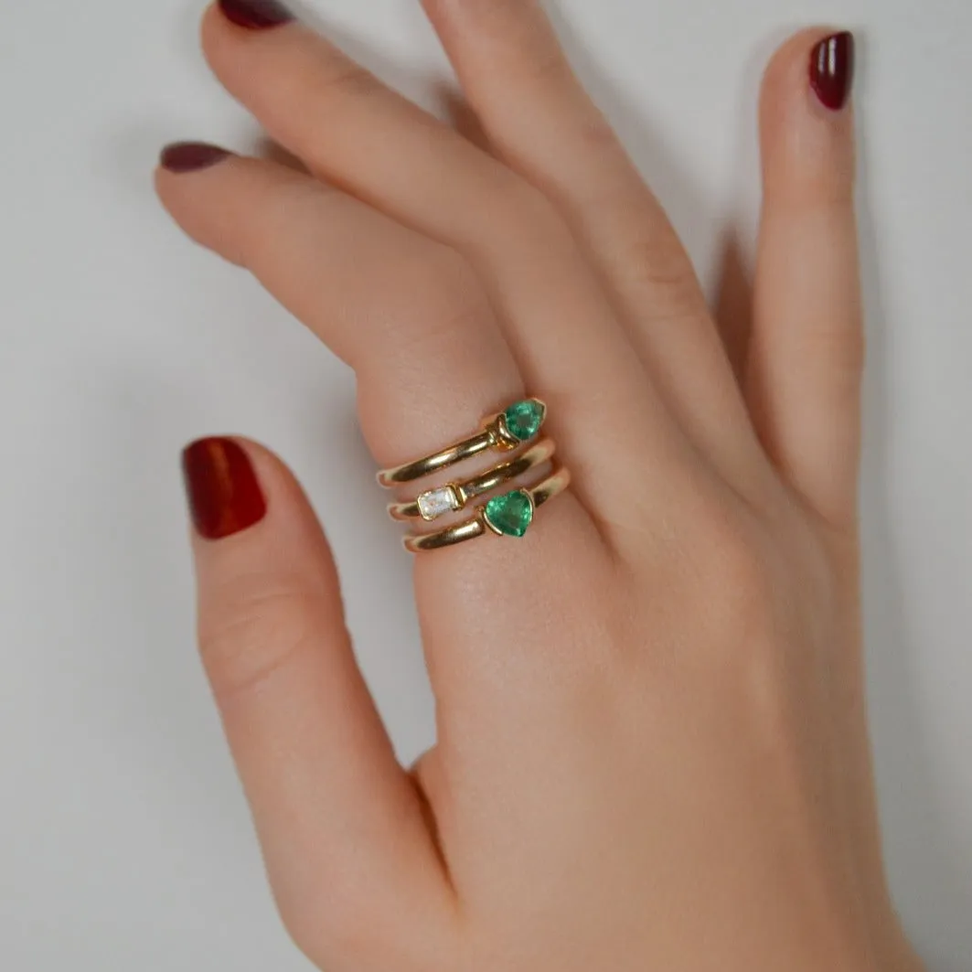 1.21ct Emerald Diamond 14K Gold Multi Row Ring sold by Wish Fine Jewelry product image thumbnail 2