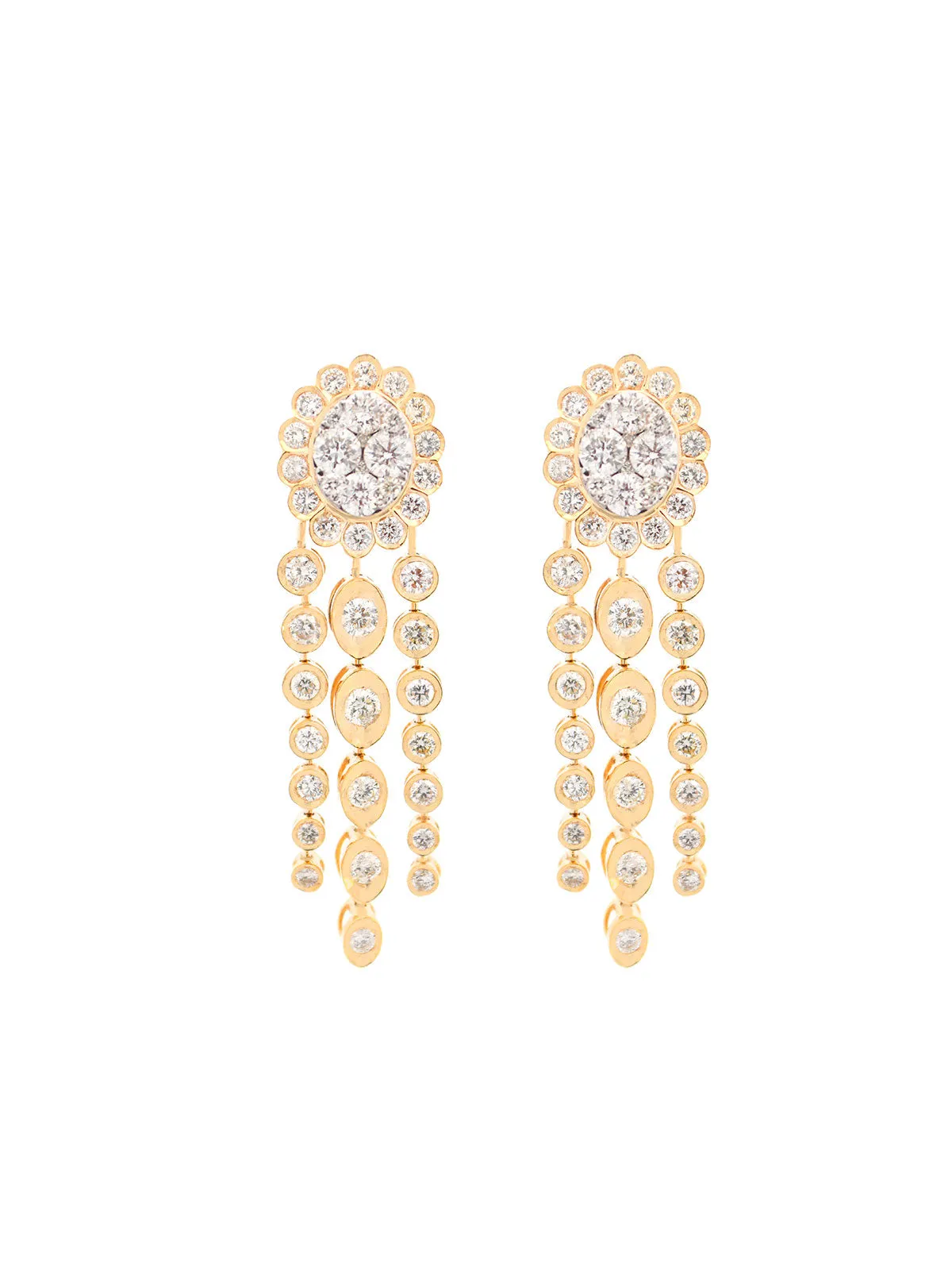 2.93ct Diamond 14K Gold Flower Cascade Earrings sold by Wish Fine Jewelry