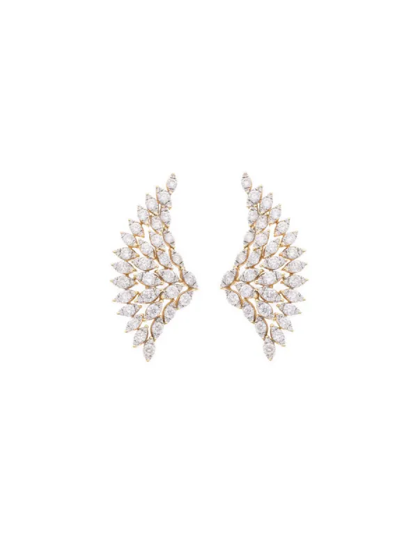 3.90ct Diamond 18K Gold Large Wing Climber Earrings sold by Wish Fine Jewelry