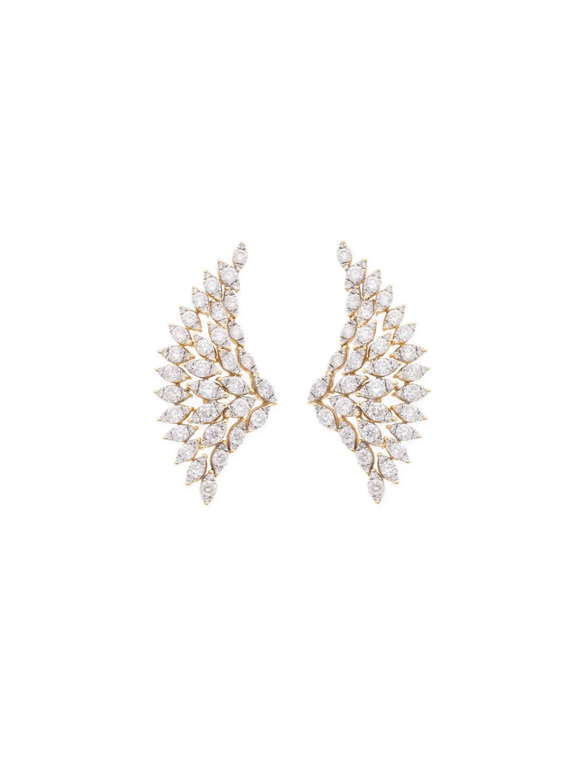 3.90ct Diamond 18K Gold Large Wing Climber Earrings sold by Wish Fine Jewelry